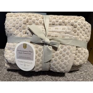 Threshold Performance Plus Textured Dot Bath Towel Set Khaki 6pc BRAND NEW W TAG